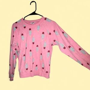 American Eagle Pink Cactus Print Sweatshirt Pullover - Size XS